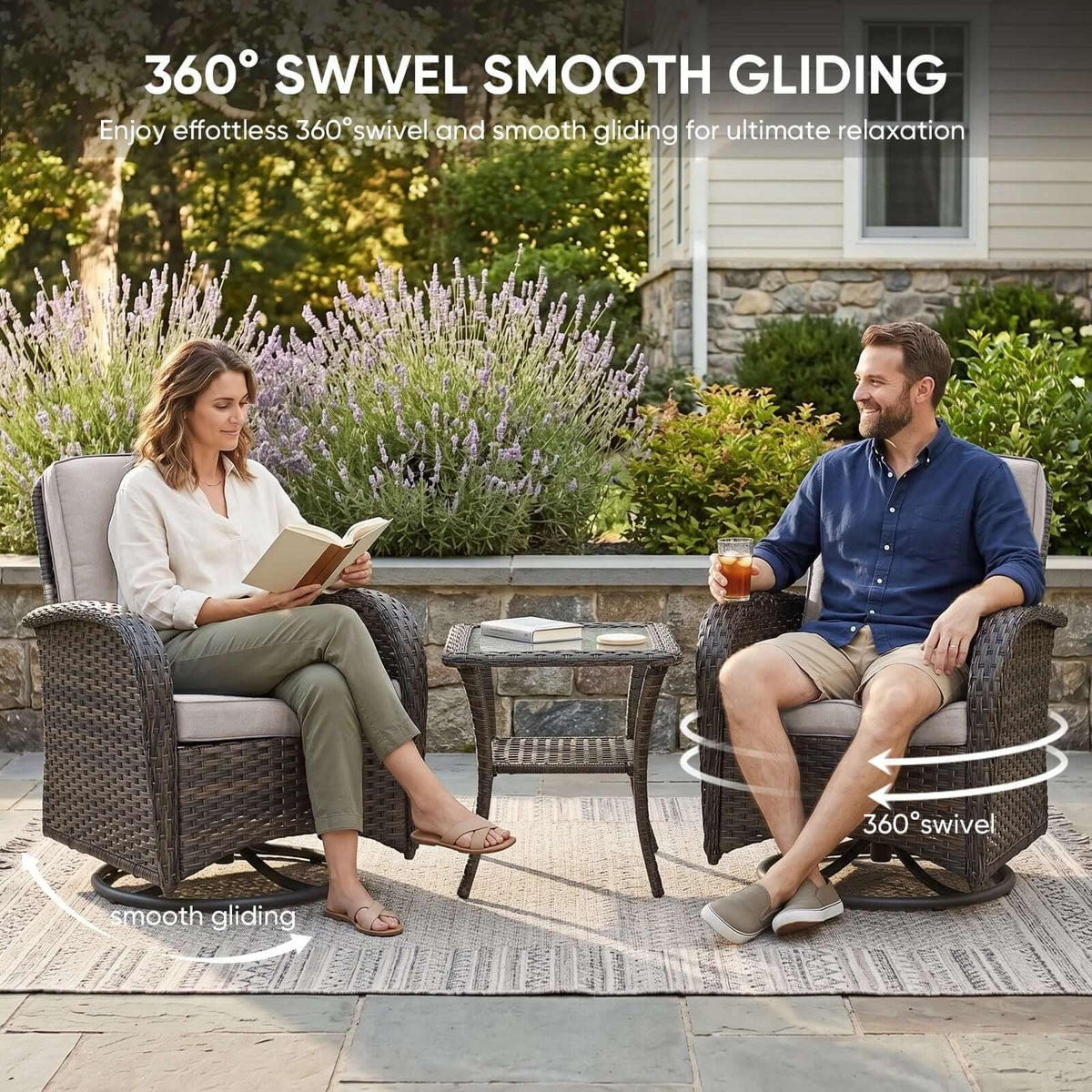 Piece Wicker Patio Conversation Set with 50000