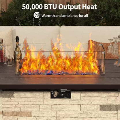 43-Inch Rectangular Propane Fire Pit Table 