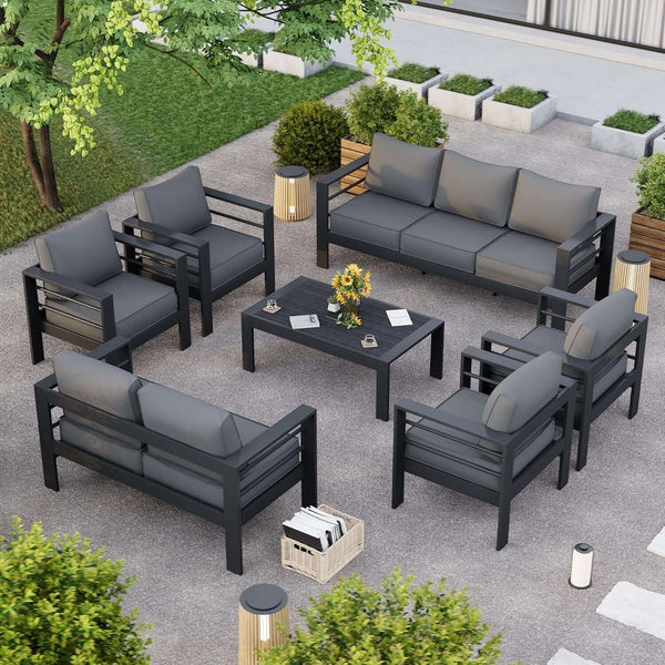 Piece Aluminum Patio Furniture Set with Protective Covers