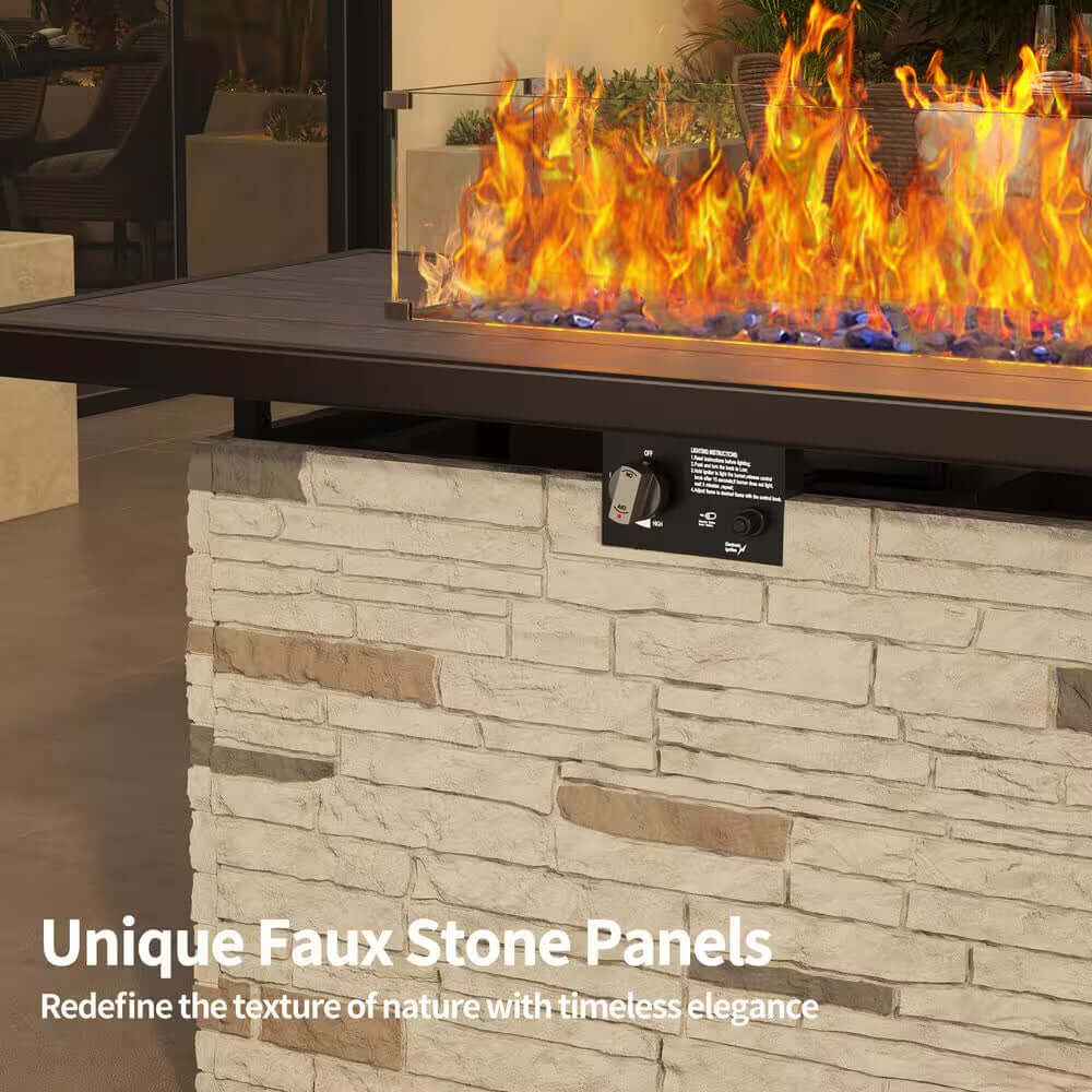 43-Inch Rectangular Propane Fire Pit Table 