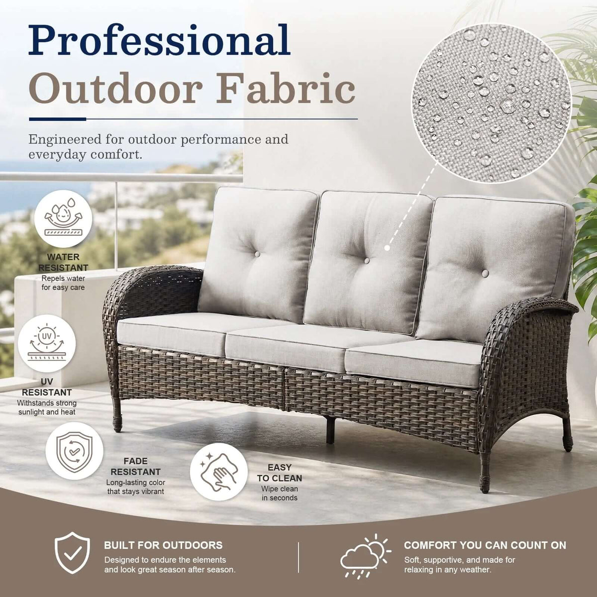 Piece Wicker Patio Conversation Set with 50000