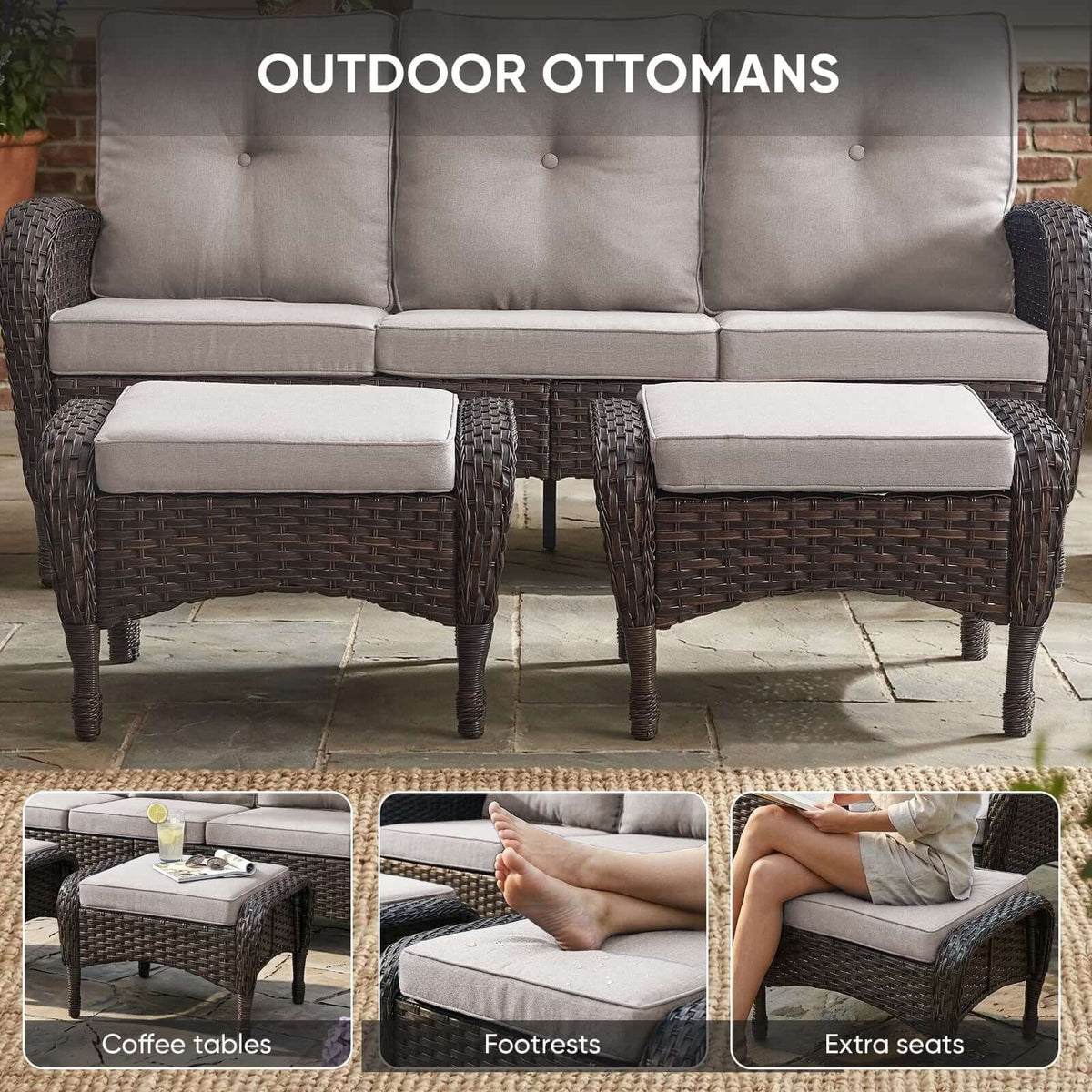 Piece Wicker Patio Conversation Set with 50000
