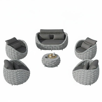 Piece Woven Rope Patio Conversation Set with Coffee