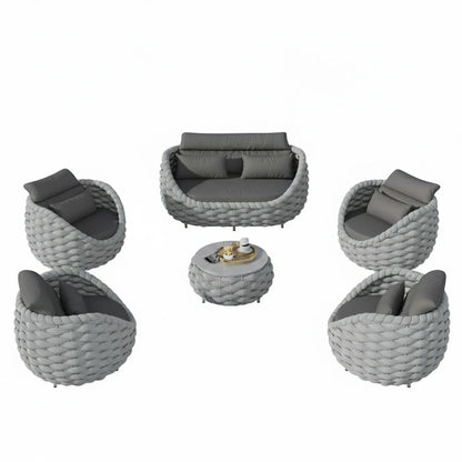Piece Woven Rope Patio Conversation Set with Coffee