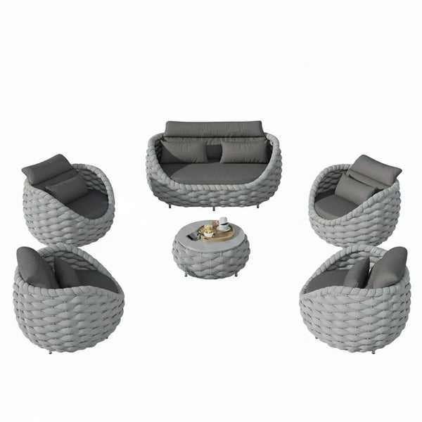 Piece Woven Rope Patio Conversation Set with Coffee