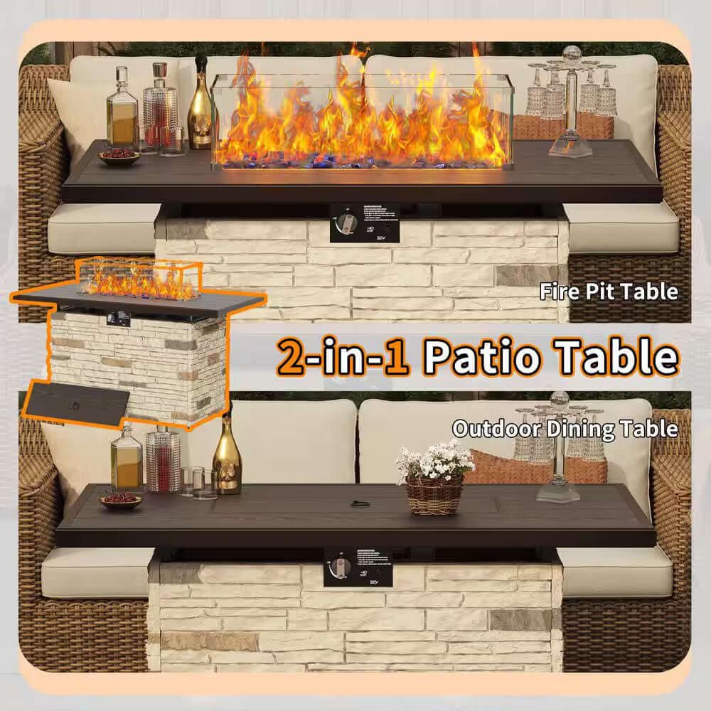 43-Inch Rectangular Propane Fire Pit Table 
