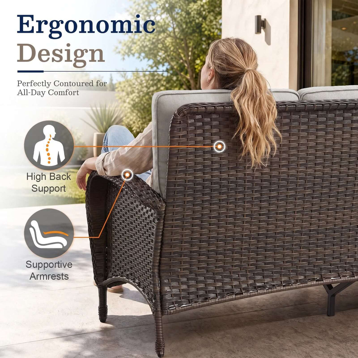 Piece Wicker Patio Conversation Set with 50000