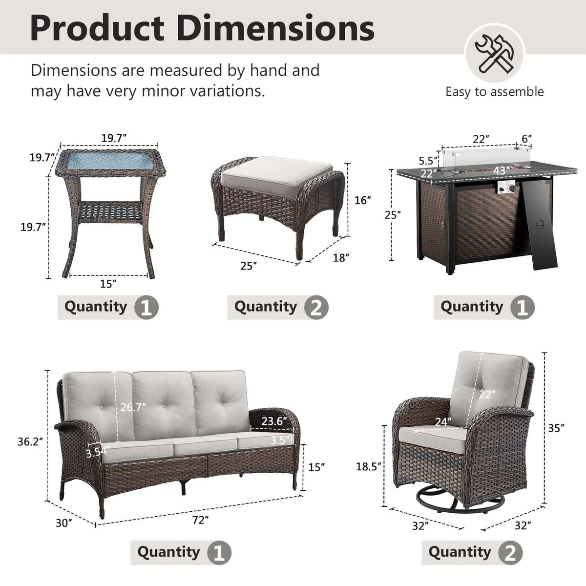 Piece Wicker Patio Conversation Set with 50000