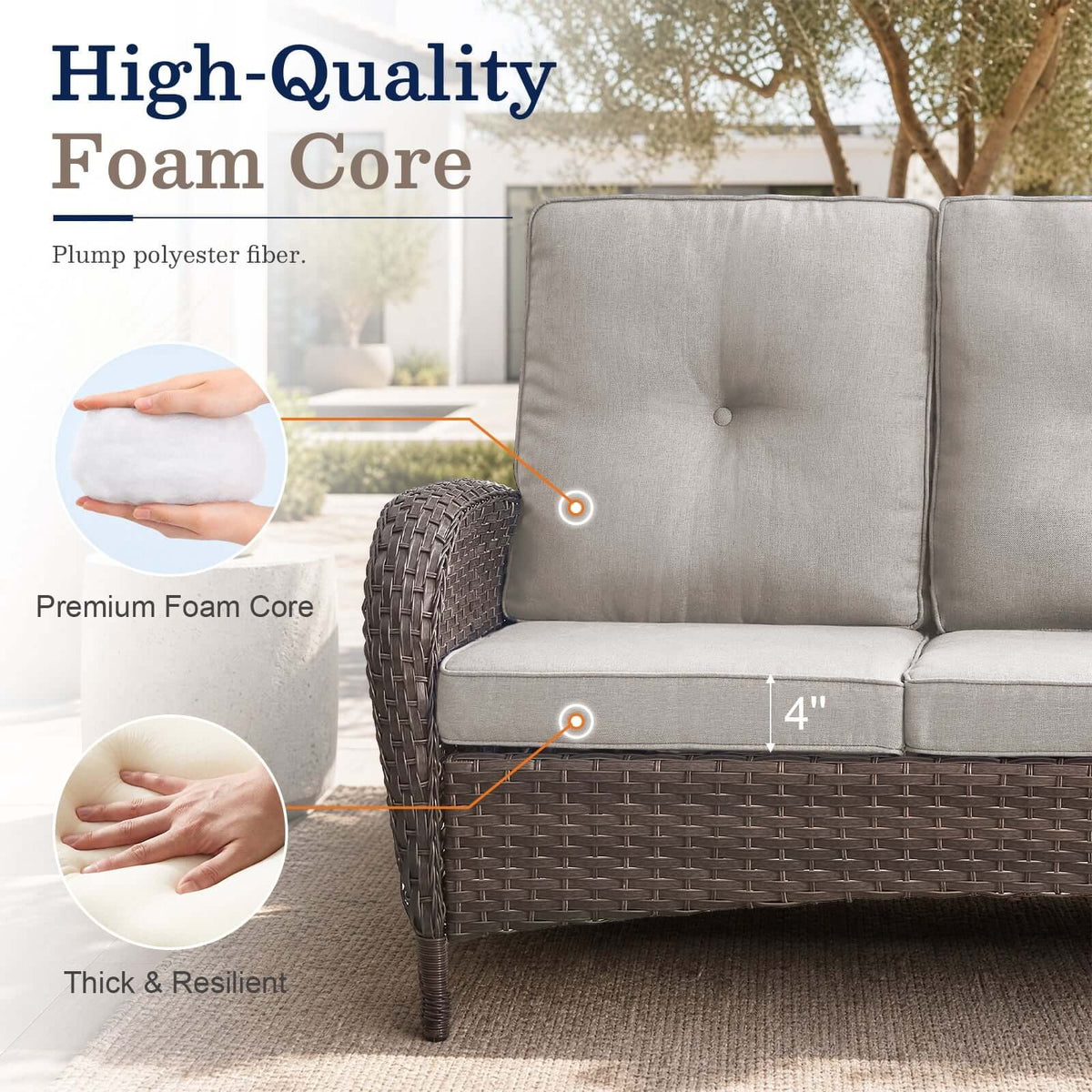 Piece Wicker Patio Conversation Set with 50000