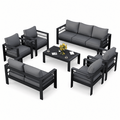 Piece Aluminum Patio Furniture Set with Protective Covers