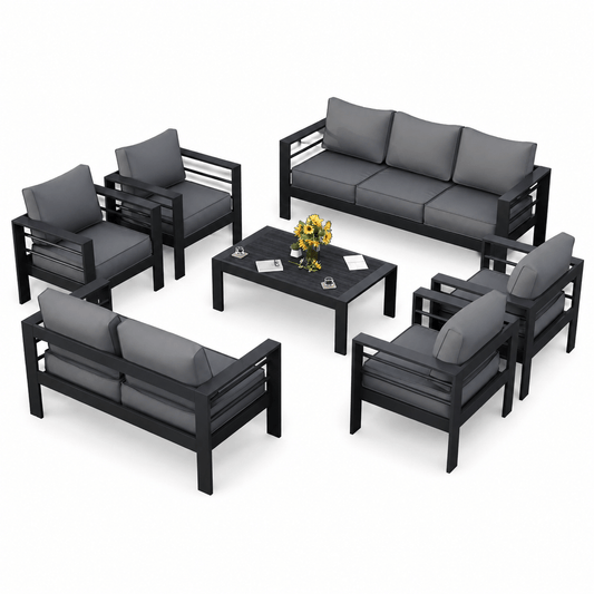 Piece Aluminum Patio Furniture Set with Protective Covers