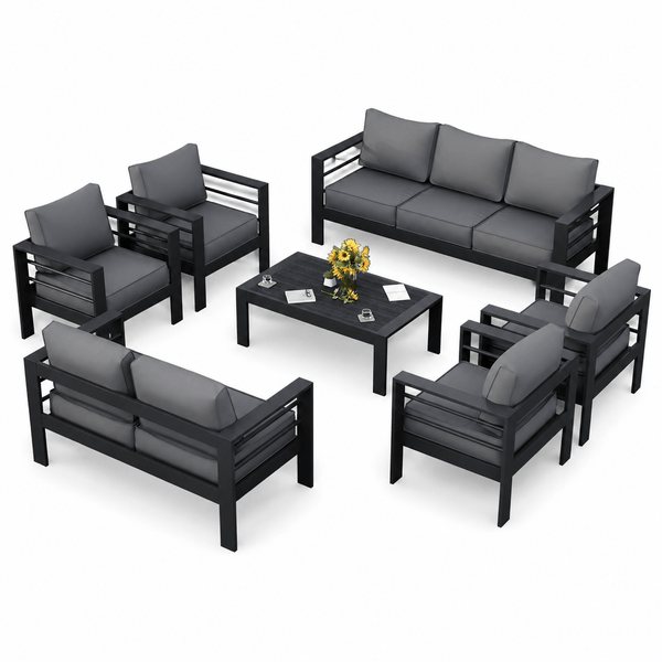 Piece Aluminum Patio Furniture Set with Protective Covers