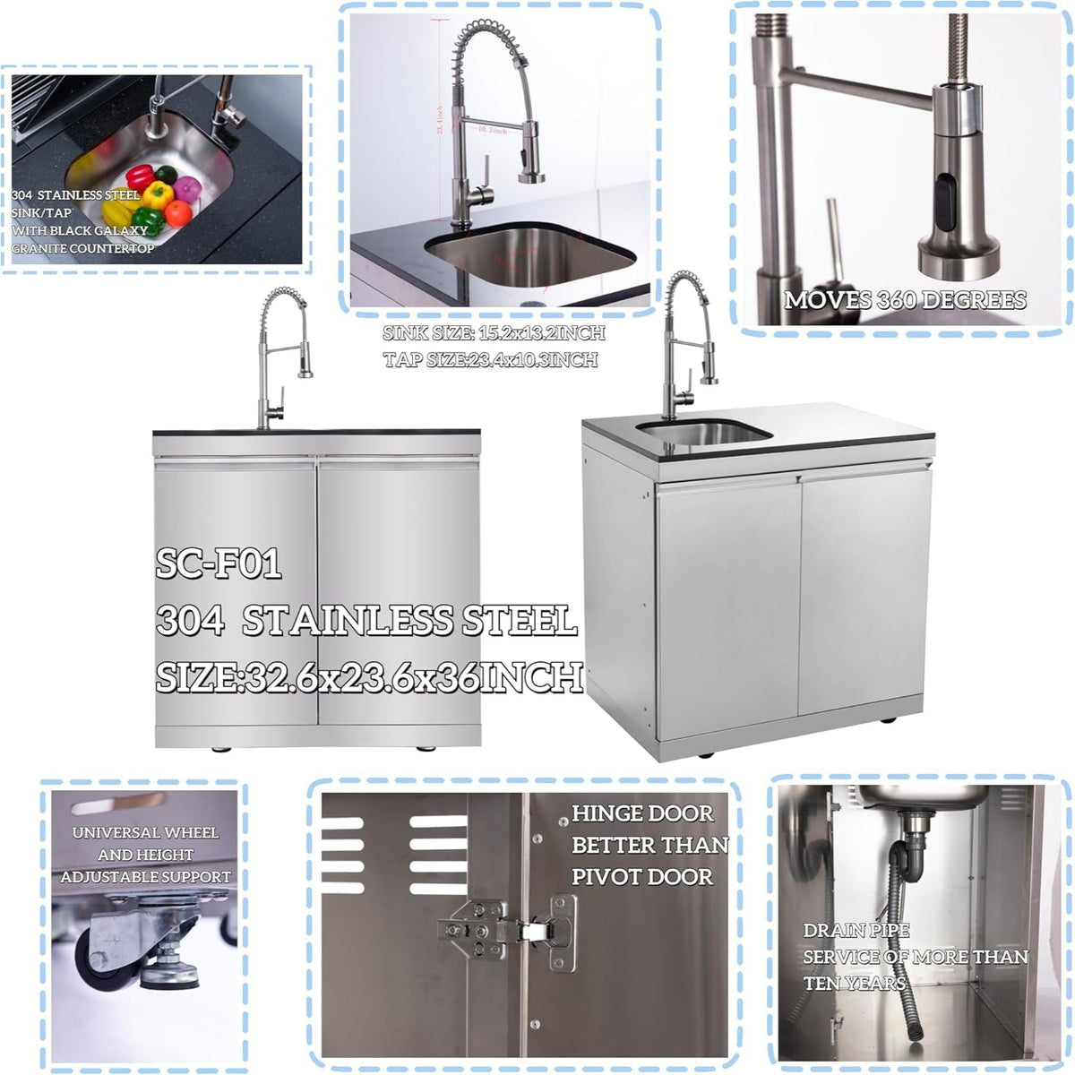 98-Inch Modular Natural Gas Outdoor Kitchen with Grill, Refrigerator & Sink