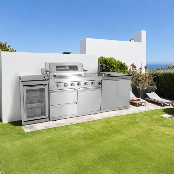 104-Inch Modular Propane Outdoor Kitchen with Grill, Refrigerator & Sink