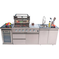 104-Inch Modular Propane Outdoor Kitchen with Grill, Refrigerator & Sink