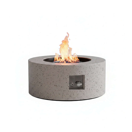 Outdoor Fire Pit Table Gas Fire Pits, 30 In. round Firepit Table, 50,000 BTU Fire Table for Patio, White with Black Dots