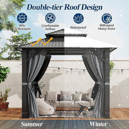 8.5'X8.5' Outdoor Galvanized Steel Hardtop Gazebo