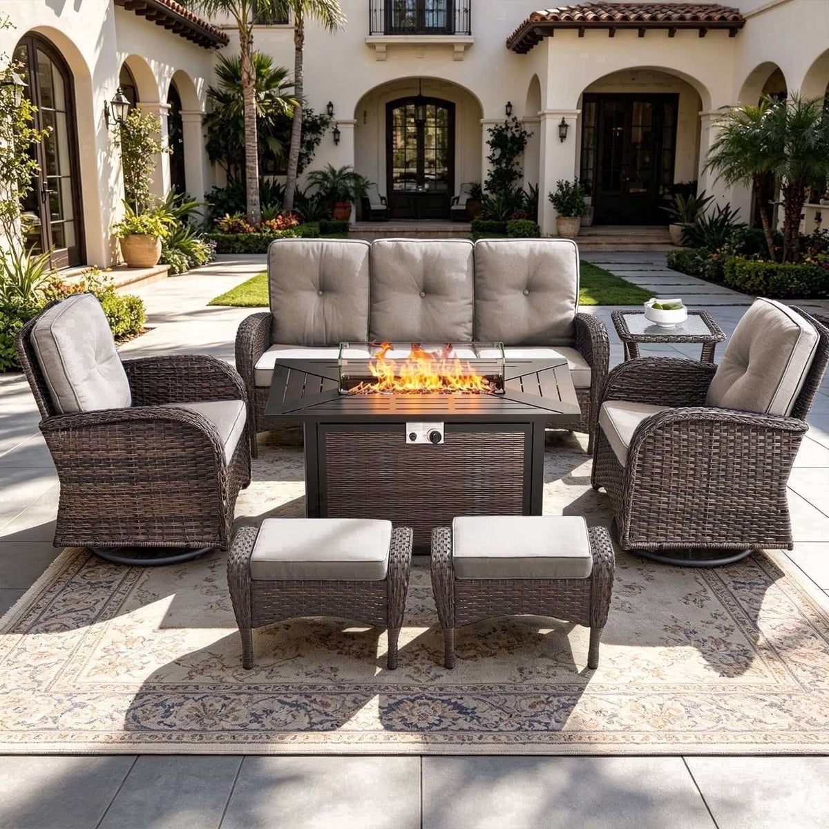 Piece Wicker Patio Conversation Set with 50000