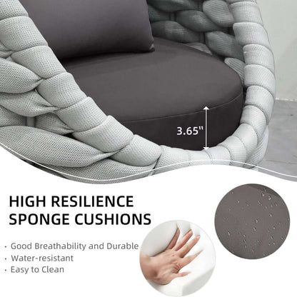 Piece Woven Rope Patio Conversation Set with Coffee