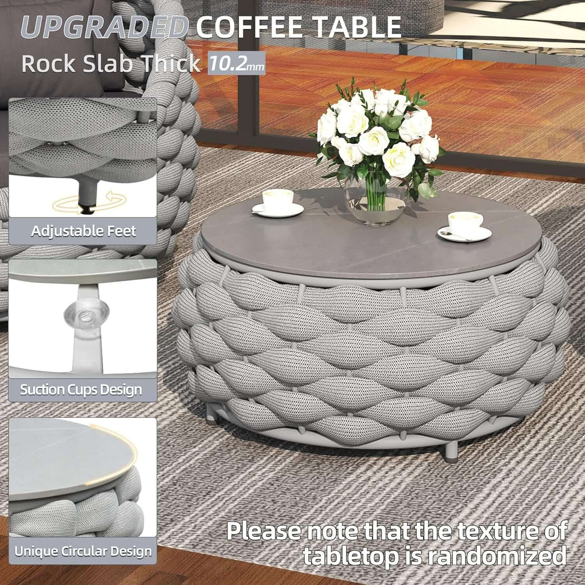 Piece Woven Rope Patio Conversation Set with Coffee
