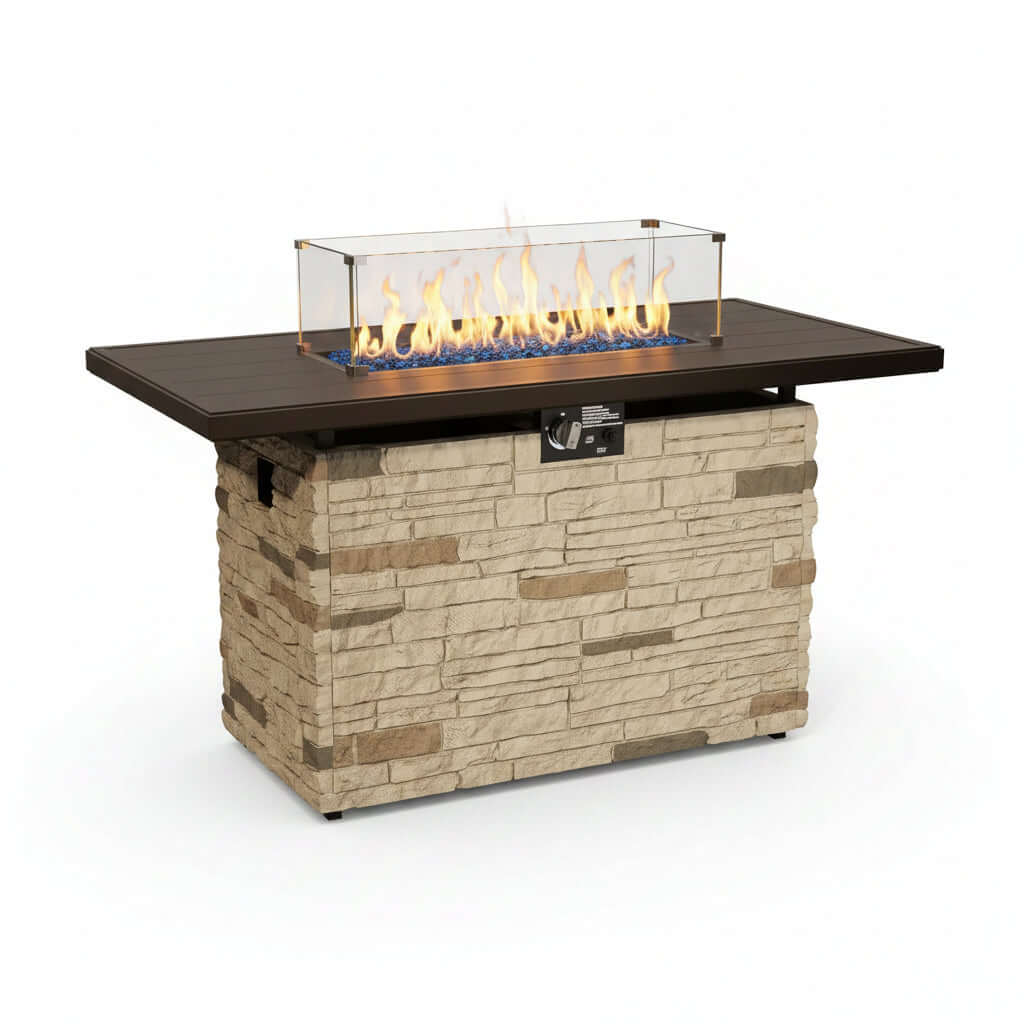 43-Inch Rectangular Propane Fire Pit Table 