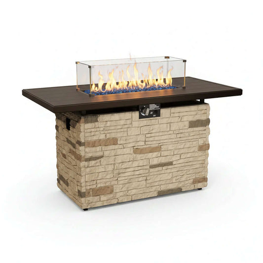 43-Inch Rectangular Propane Fire Pit Table 