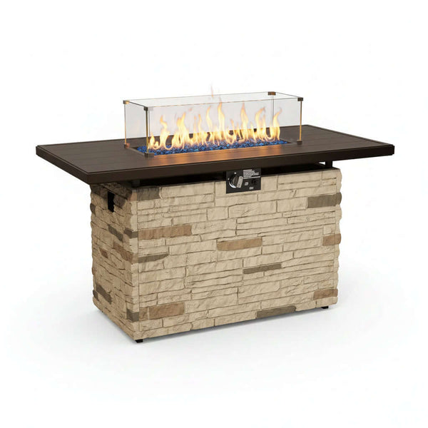 43-Inch Rectangular Propane Fire Pit Table 