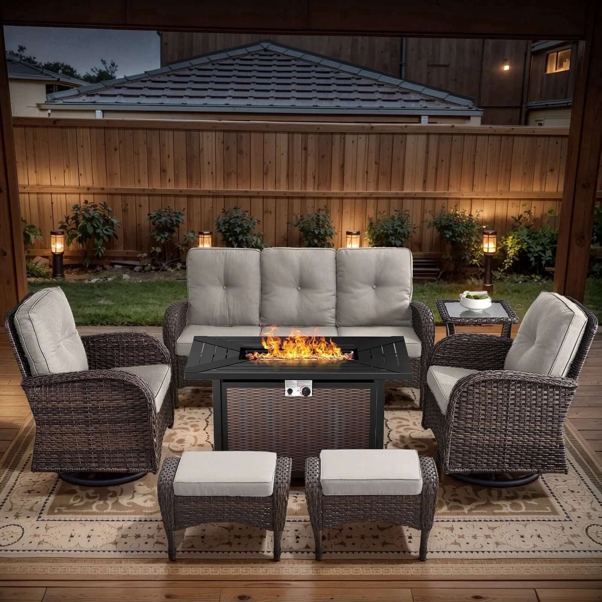 Piece Wicker Patio Conversation Set with 50000