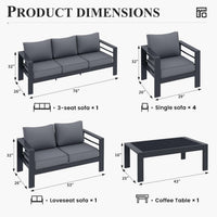 Piece Aluminum Patio Furniture Set with Protective Covers