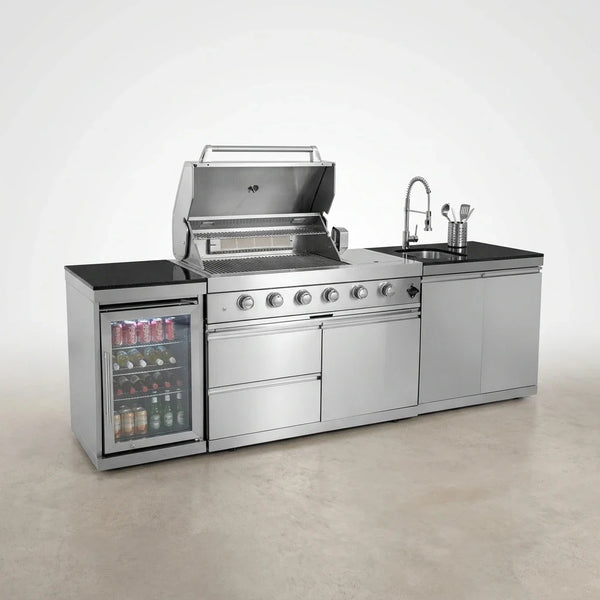 104-Inch Modular Propane Outdoor Kitchen with Grill, Refrigerator & Sink