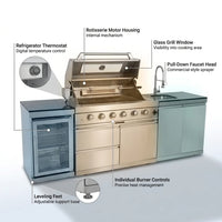 Outdoor Kitchen Island Built for Complete Entertaining, 72000 BTU 4-Burner Grill, Granite Countertops, Refrigerator — How It Works