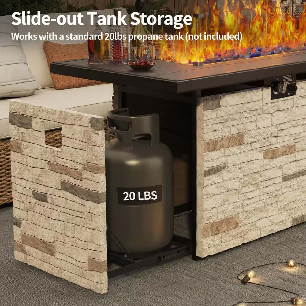 43-Inch Rectangular Propane Fire Pit Table 